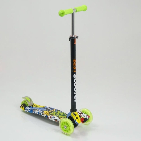 Самокат 1393 Вest Scooter (8) 4 колеса свет, PU, трубка руля алюминиевая, в коробке