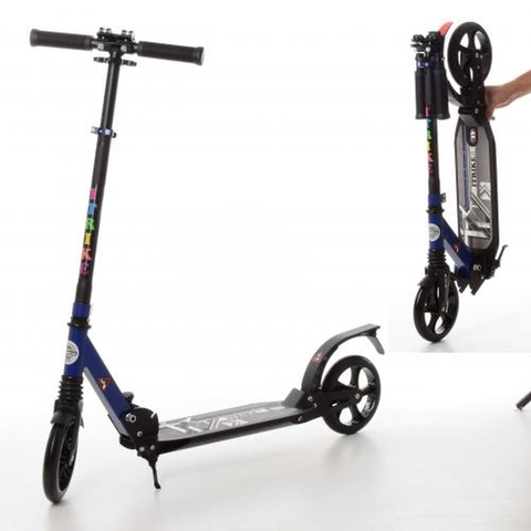 Самокат SR 2-017-BL (1шт) взросл, колеса2штПУ180мм,руль89/98см,поднож41-13см,амортиз, синий, в кор