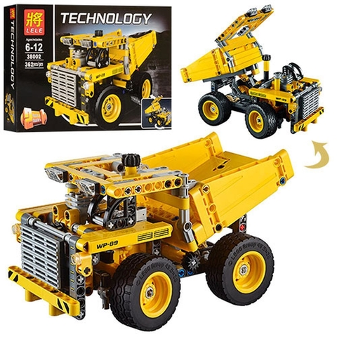 Конструктор 38002 (24шт) 2в1, стройтехника(самосвал,бульдозер),362дет,в кор-ке,42,5-28-6,5см