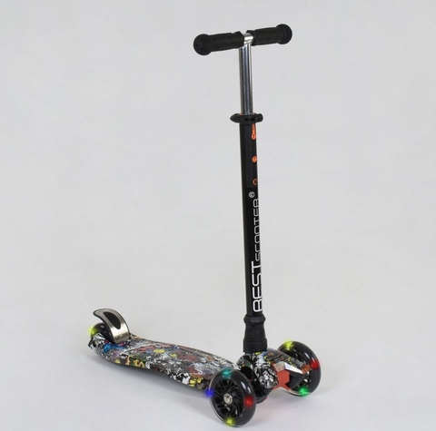Самокат А 24642 /779-1386 MAXI "Best Scooter", 4 колеса PU, світло, трубка руля алюмінієва, d=12см, в коробці
