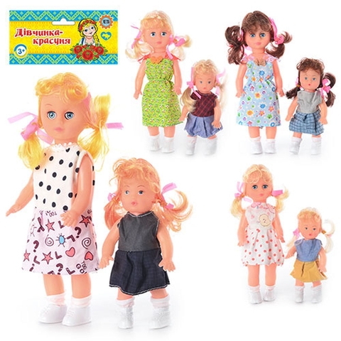 Кукла 1072/1072A (96шт) Валюша и Настюша, 4 вида, 2шт в кульке, 15-35,5-4см