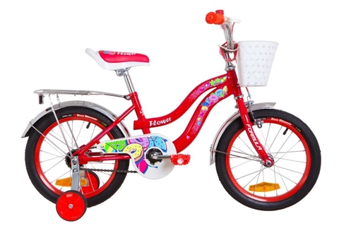 16 FLOWER рама-10" St с багажником зад St, с крылом St 2019 красный