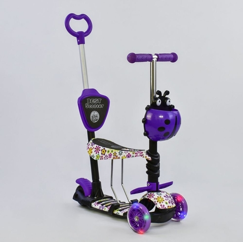 Самокат 5в1 97240 (1) Best Scooter, АБСТРАКЦИЯ, PU колеса, ПОДСВЕТКА  КОЛЕС, в коробке