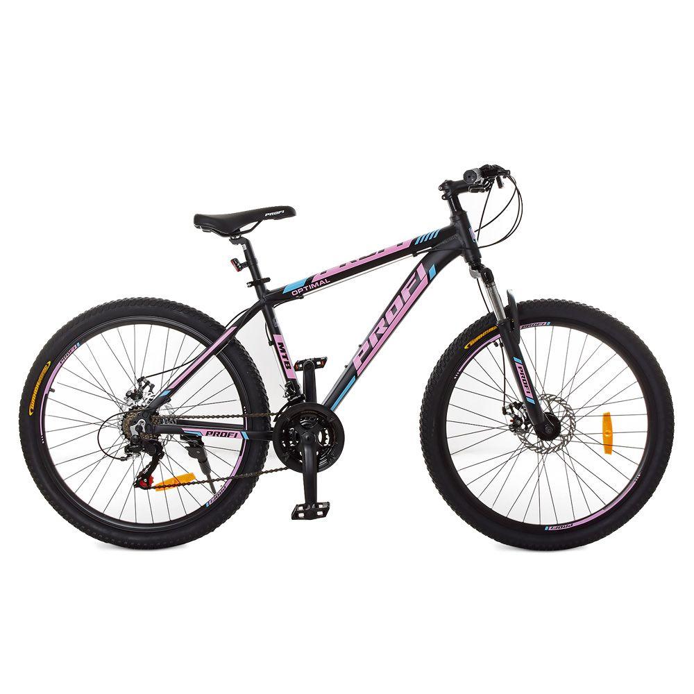 Велосипед 26" PROFI G26OPTIMAL A26.2, алюм.рама 16,5",SHIMANO 21SP,алюм.DB,CS TZ500,черн(мат)-розов